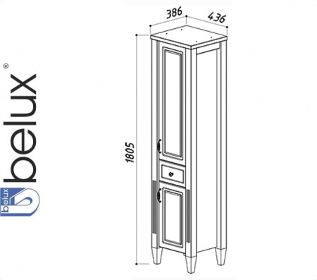 ИМПЕРИЯ П 30-01 слоновая кость (37) шкаф-пенал Белюкс (4810924225672)