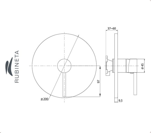 Фото Rubineta KUBO-1F Ultra смеситель скрытого монтажа