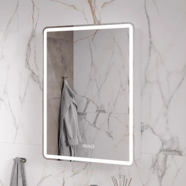 Nice LED 60 зеркало-шкаф EQUIL [szNICE60], с часами, правый