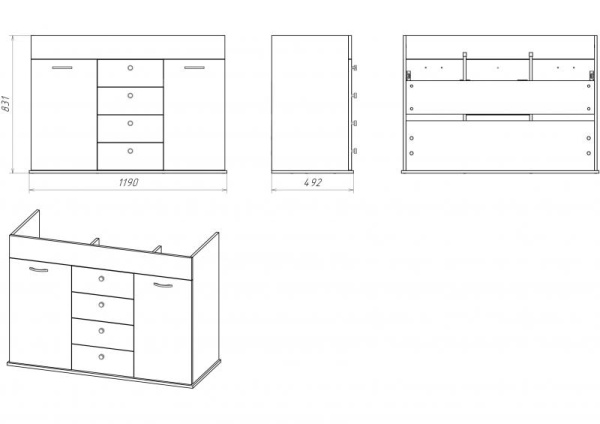 Фото ROMA 120 с 4-мя ящиками бежевая патина Л-Ром01120-0334Я2Р