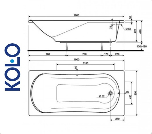 Фото Ванна прямоугольная Kolo COMFORT 190x90