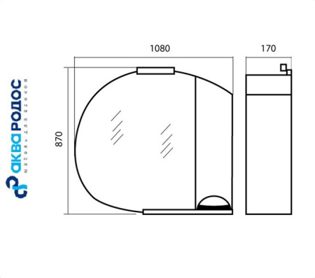 ГЛОРИЯ ZGLP 105 (R) зеркало Аква Родос (АР0002080)