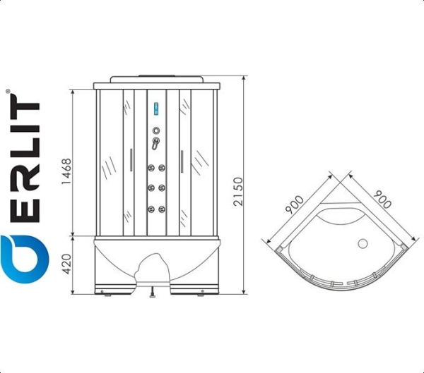 Фото Душевая кабина ERLIT ER 2509TP-C3 для ванной комнаты