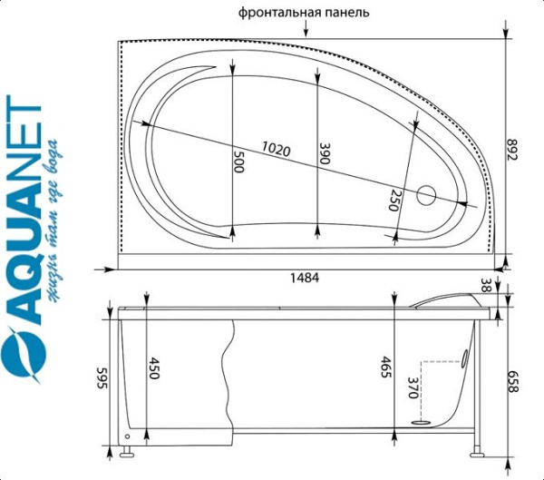 Ванна асимметричная Акванет MALDIVA 150