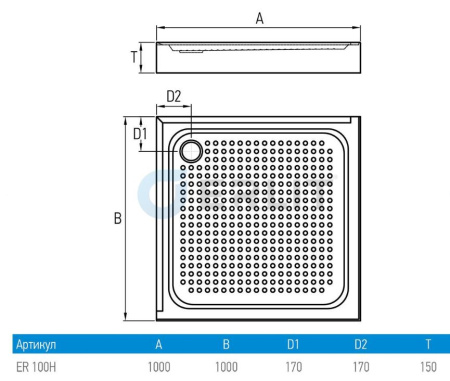 ERLIT ER 100H Душевой поддон 