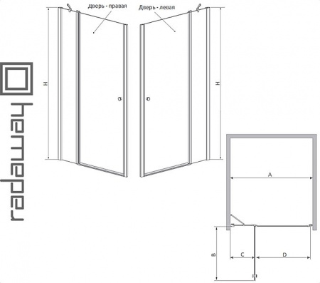 Душевая дверь RADAWAY EOS II DWJ для ванной комнаты Фото