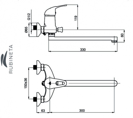 Rubineta P-11/C для ванны настенный