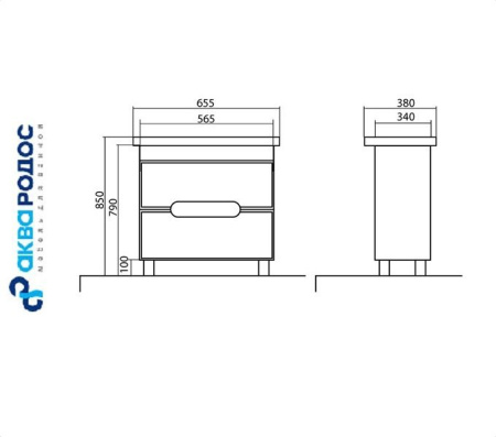 БОСТОН 65 тумба Аква Родос с умывальником ПОРТО 65 (ОР0000176) Фото