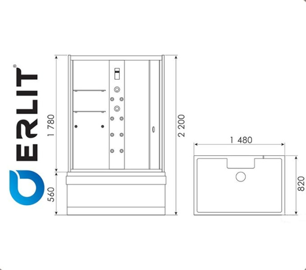 Фото Душевая кабина ERLIT ER SYD150W-2 для ванной комнаты