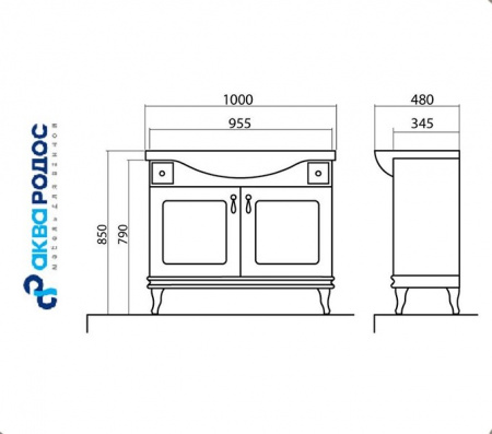 БЕАТРИЧЕ 100 патина золото тумба Аква Родос с умывальником Нью Классик (АР0001658) Фото