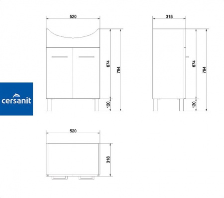 OLIVIA 55 тумба Cersanit под умывальник (S543-003-DSM)