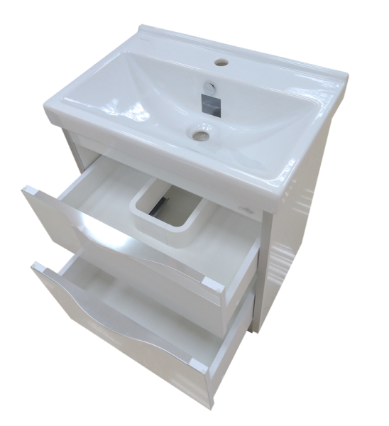 Фото ФЕСТ 80 Тумба 2 ящ. Белая Краска Стекло П-Фст01080-52102Я