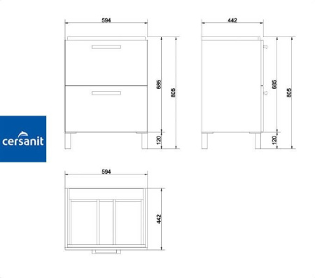 MELAR 60 тумба Cersanit под умывальник (SU-MEL-CM60) Фото