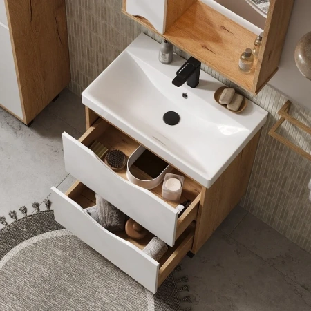 Barney 60.2Y (9696) тумба VOLNA [tnBARNEY60.2Y-04], Белый/Дуб гудзон