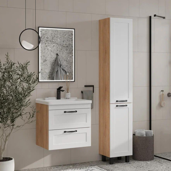 Lago 60.2Y (Миранда) тумба EQUIL [tpLAGO60.2Y-04], Белый матовый/Дуб сонома