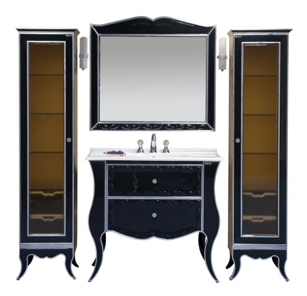 Фото АНЖЕЛИКА 100 Тумба черная с серебром с 2 ящ./столешница Л-Анж01100-4212Я