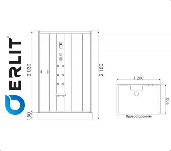 Фото Душевая кабина ERLIT ER NYC120RW-2 для ванной комнаты