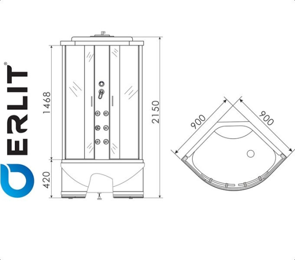 Фото Душевая кабина ERLIT ER 3509TPF-C4 для ванной комнаты