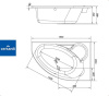 Ванна ассиметричная Церсанит KALIOPE 153x100