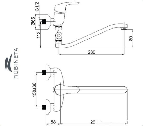 Фото Rubineta TORNADO-12/G для ванны настенный