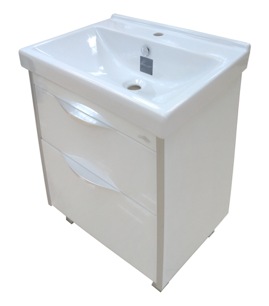 Фото ФЕСТ 80 Тумба 2 ящ. Белая Краска Стекло П-Фст01080-52102Я