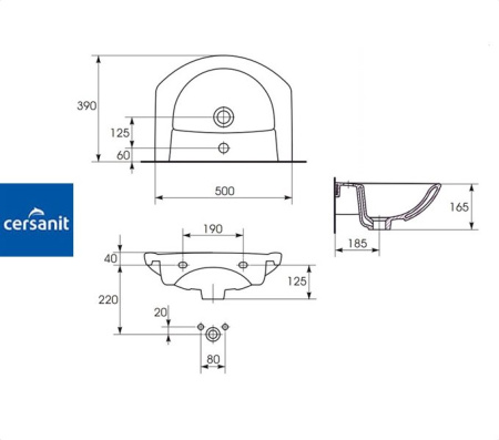 LIBRA 50 Cersanit. Умывальник мебельный к тумбе.