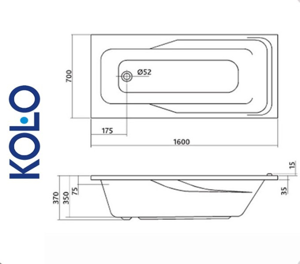Фото Ванна прямоугольная Kolo AQUALINO 160x70