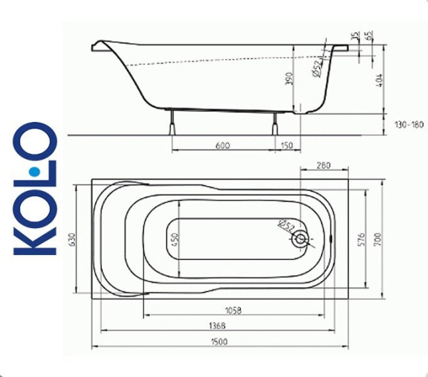 Фото Ванна прямоугольная Kolo SENSA 150x70