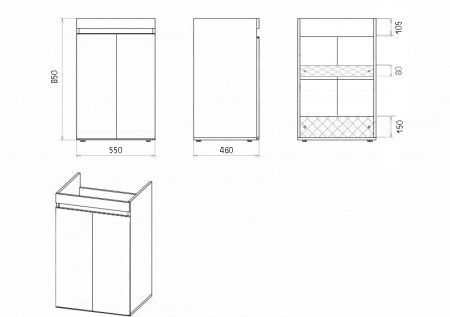 ФОСТЕР 55 тумба Misty под стиральную машину (Э-Фос01055-01Пр)