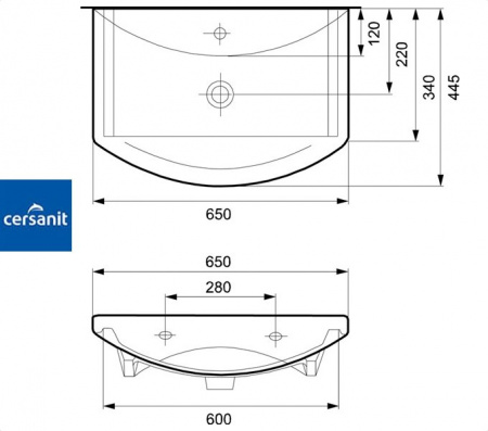 OMEGA 65 Cersanit. Умывальник мебельный к тумбе.