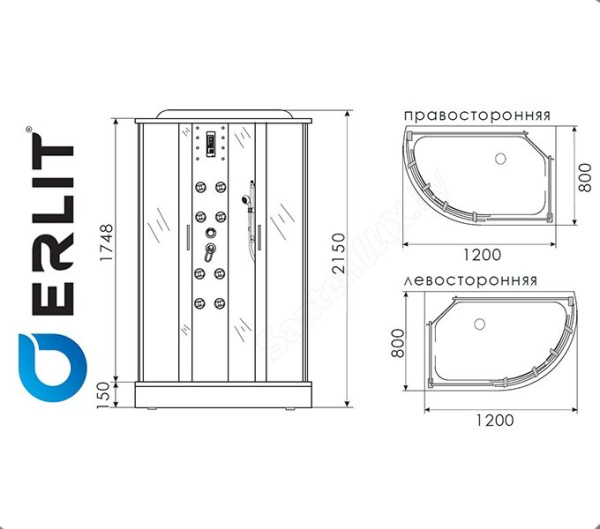 Фото Душевая кабина ERLIT ER 4512PL-C4 для ванной комнаты