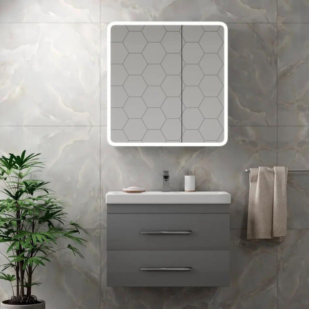 Мебель для ванных комнат Континент Шкаф с зеркалом Emotion LED 80x80