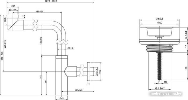 Сифон Wellsee Drainage System 182124005 (сифон, выпуск, хром)