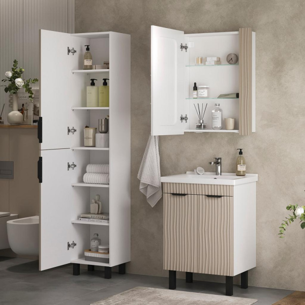 Lotty LED 60 зеркало-шкаф VOLNA [szLOTTY60.L-13], левый, Латте