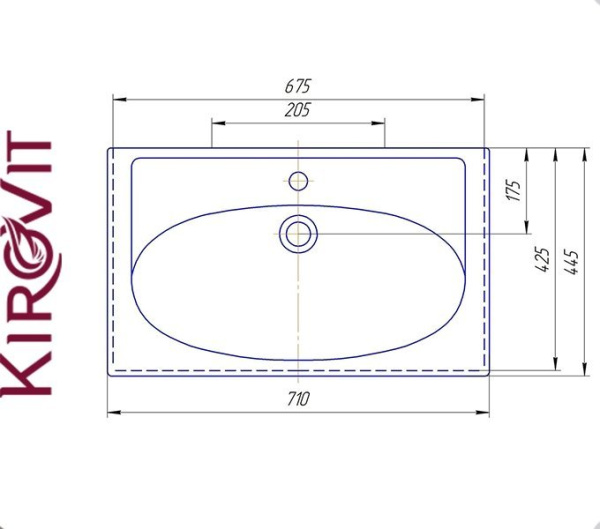 КАЛИПСО 70 Kirovit. Умывальник мебельный к тумбе.
