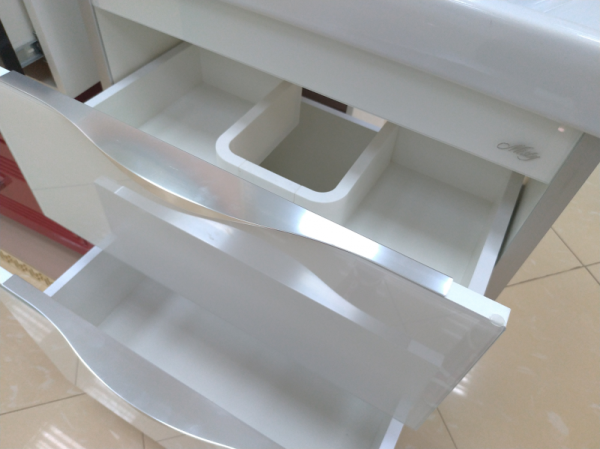 Фото ФЕСТ 80 Тумба 2 ящ. Белая Краска Стекло П-Фст01080-52102Я