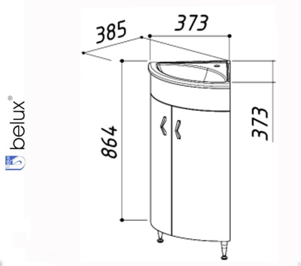 МИКРО МУ-380 Белюкс. Умывальник мебельный к тумбе.