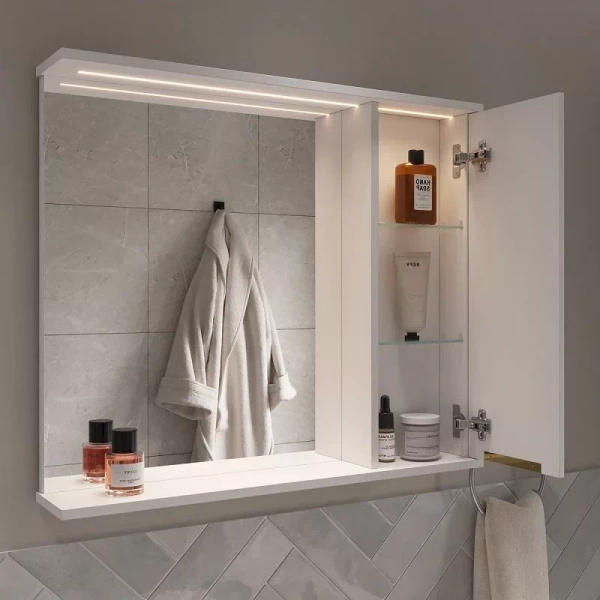 LottyGold 80 зеркало VOLNA [zsLOTTYGD80.R-04], правый, Белый матовый