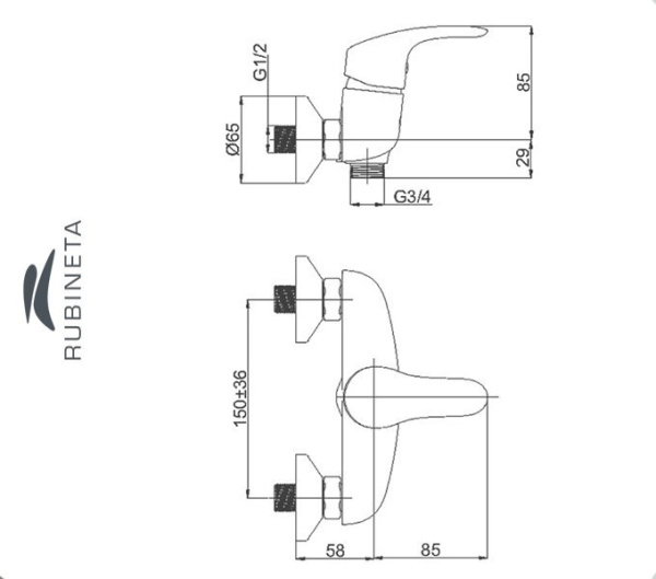 Фото Rubineta TORNADO-12/K для ванны настенный