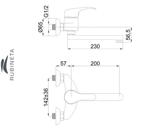 Фото Rubineta P-14 для ванны настенный