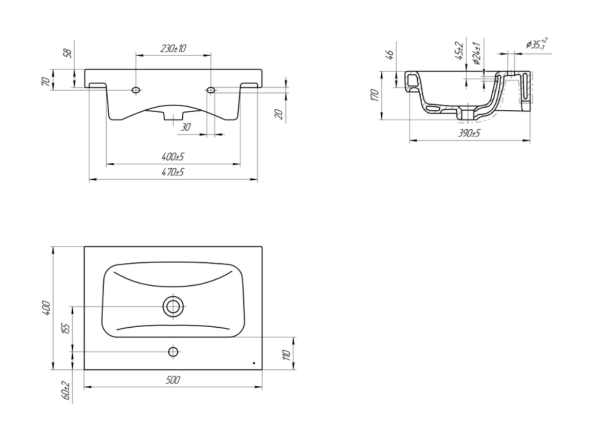 MODUO 50 умывальник Cersanit [UM-MOD50/1]