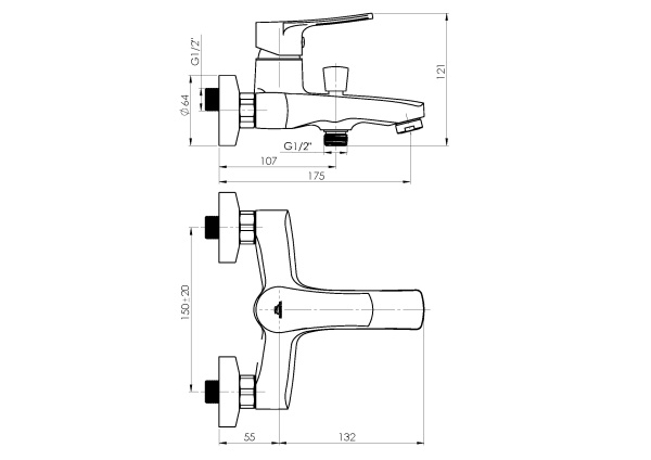 Фото Rubineta NICA-10/K для ванны настенный (NI10K08)