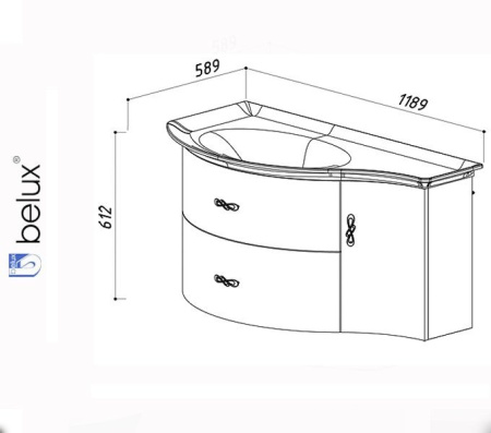 ВЕРСАЛЬ ВР 1200 Белюкс. Умывальник мебельный к тумбе.