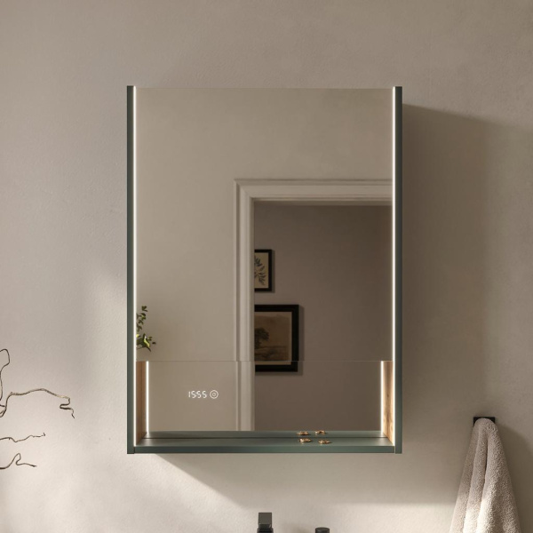 Gleam 60.1D зеркало-шкаф EQUIL [szGLEAM.LED.60.1D-34], Зеленый камень/Дуб вотан