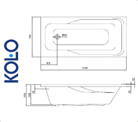 Ванна прямоугольная Kolo AQUALINO 170x75