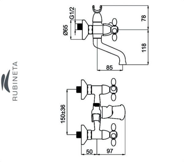 Фото Rubineta TOSCANA-1 для ванны настенный