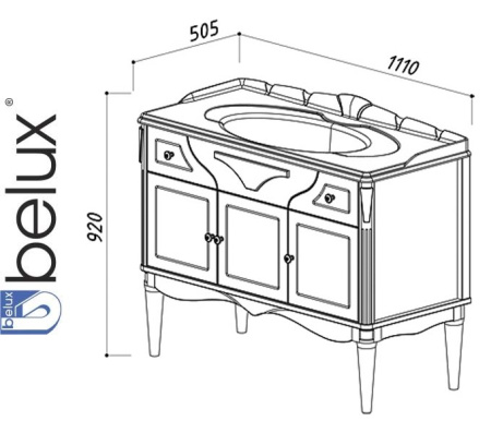 ВЕРДИ Н 105-02 слоновая кость (37) тумба Белюкс под умывальник (4810924222541) Фото