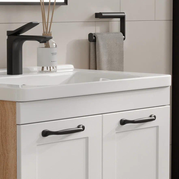 Lago 60.2D (Миранда) тумба EQUIL [tnLAGO60.2D-04], Белый матовый/Дуб сонома