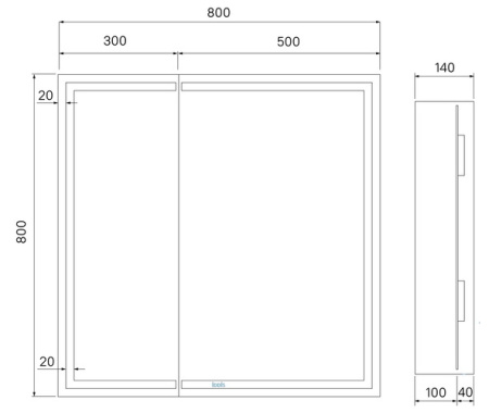 Zodiac, ID зеркало IDDIS [ZOD8000i99], 80 см, с подсветкой