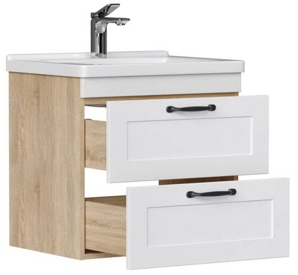 Lago 60.2Y (Миранда) тумба EQUIL [tpLAGO60.2Y-04], Белый матовый/Дуб сонома